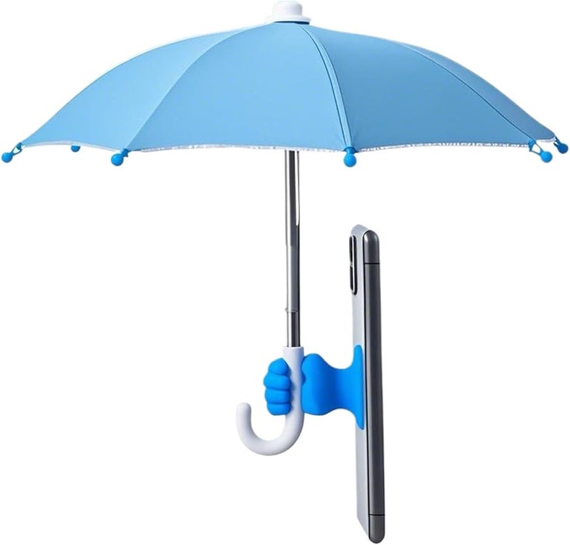 Blue Phone Umbrella UV Protection Portable Suction Cup Stand Tablet Clip Outdoor Use - Image 1